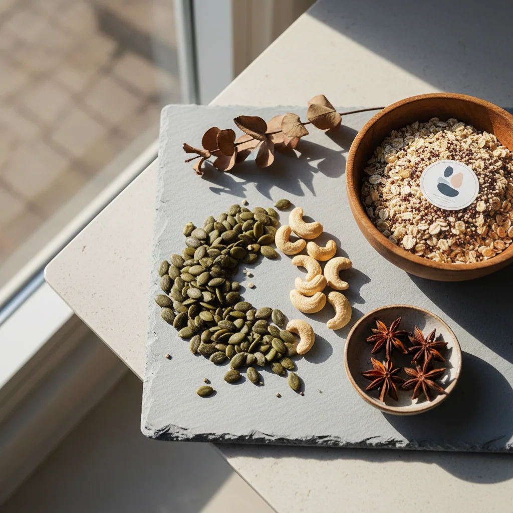 Zinc-rich pumpkin seeds and cashews - zinc supplement for sensory health UK